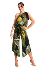 Load image into Gallery viewer, Waist Tie Tropical Print Asymmetric Cropped Tango Pants