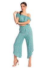 Load image into Gallery viewer, Waist Tie Veraman Floral Print Asymmetric Cropped Tango Pants