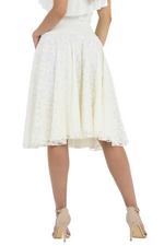 Load image into Gallery viewer, White Floral Lace Full Swing Midi Skirt