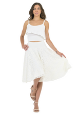 Load image into Gallery viewer, White Floral Lace Full Swing Midi Skirt