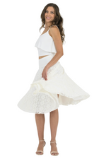 Load image into Gallery viewer, White Floral Lace Full Swing Midi Skirt