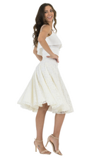 Load image into Gallery viewer, White Floral Lace Full Swing Midi Skirt