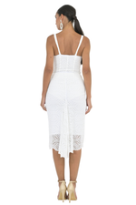 Load image into Gallery viewer, White Geometric Lace Tank Top Bodysuit