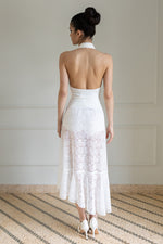 Load image into Gallery viewer, White Halter Top And Lace Wrap Skirt Set
