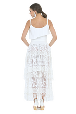 Load image into Gallery viewer, White Lace Fringe Maxi Skirt