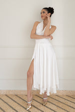 Load image into Gallery viewer, White Lace Halter-Neck Two-Tiered White Dress