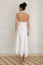 Load image into Gallery viewer, White Lace Halter-Neck Two-Tiered White Dress