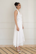 Load image into Gallery viewer, White Lace Halter-Neck Two-Tiered White Dress