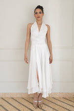 Load image into Gallery viewer, White Lace Halter-Neck Two-Tiered White Dress