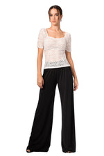 Load image into Gallery viewer, Lace See-through Top With Short Sleeves