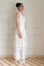 Load image into Gallery viewer, White Lace Tiered Skirt With Sequin Fringe