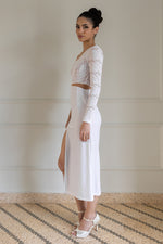 Load image into Gallery viewer, White One Sleeve Midi Dress With Side Cutout
