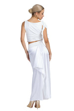 Load image into Gallery viewer, White Shiny Satin Maxi Skirt With Back Movement