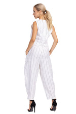 Load image into Gallery viewer, White Striped Tappered Women&#39;s Tailored Trousers
