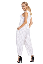 Load image into Gallery viewer, White Striped Tappered Women&#39;s Tailored Trousers
