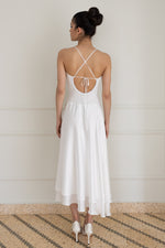 Load image into Gallery viewer, Off White Two-layer Satin And Lace Open Back Dress