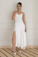 Load image into Gallery viewer, Off White Two-layer Satin And Lace Open Back Dress