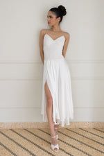 Load image into Gallery viewer, Off White Two-layer Satin And Lace Open Back Dress