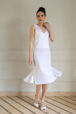 Load image into Gallery viewer, White Velvet Charlotte Tango Dress With Lace Details