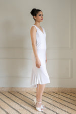 Load image into Gallery viewer, White Velvet Charlotte Tango Dress With Lace Details