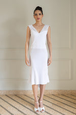 Load image into Gallery viewer, White Velvet Charlotte Tango Dress With Lace Details