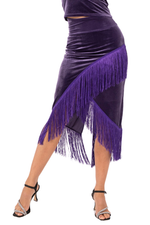 Load image into Gallery viewer, Wrap Velvet Tango Skirt With Fringe