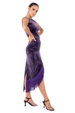 Load image into Gallery viewer, Wrap Velvet Tango Skirt With Fringe