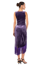 Load image into Gallery viewer, Wrap Velvet Tango Skirt With Fringe