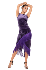 Load image into Gallery viewer, Wrap Velvet Tango Skirt With Fringe