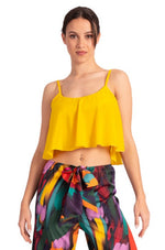 Load image into Gallery viewer, Yellow Loose Crop Top With Bust Lining