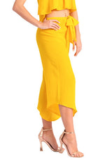 Load image into Gallery viewer, Yellow Waist Tie Asymmetric Cropped Tango Pants