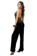 Load and play video in Gallery viewer, Abstract Vines Print Draped Halter Neck Dance Top