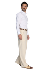 Load and play video in Gallery viewer, Beige Pinstriped Men's Tango Pants With Button Pocket Details