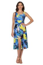Load and play video in Gallery viewer, Blue Tropical Print Tango Dress With Slit