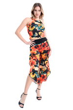 Load and play video in Gallery viewer, Fiery Floral Print Tango Capri Pants With Ruffled Slits