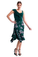 Load and play video in Gallery viewer, Floral Gingham Print Skirt With Side Draping