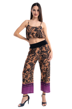 Load and play video in Gallery viewer, Floral Print Copper Balloon Crop Top