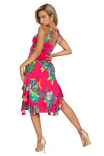Load and play video in Gallery viewer, Fuchsia Vibrant Print Tango Dress With Side Ruffles