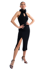 Load and play video in Gallery viewer, Organza Ruffled Halter Neck Tango Dress With Slit