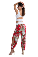 Load and play video in Gallery viewer, Painted Floral Print Satin Babucha Tango Pants