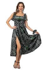Load and play video in Gallery viewer, Snake Print Ruffled Velvet Dress With Decorative Bow Details