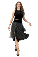 Load and play video in Gallery viewer, Sparkling Leafs Print Two-layer Dance Skirt