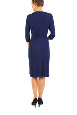 Load image into Gallery viewer, Milonga Wrap Dress With Three Quarter Sleeve - Dark Blue
