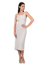 Load image into Gallery viewer, Shiny Ice White Low Back Midi Fishtail Dress

