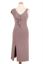 Load image into Gallery viewer, Elephant Gray Tango Dress with Asymmetric Back & Ruffled Bust
