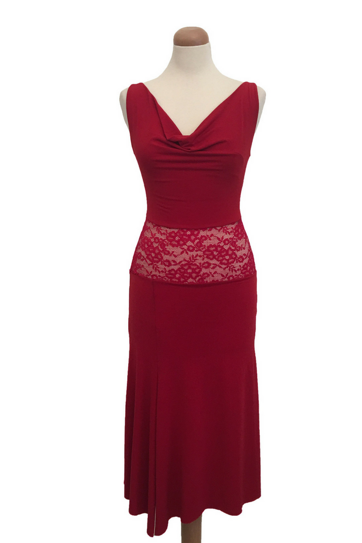 Red tango dress with lace waist