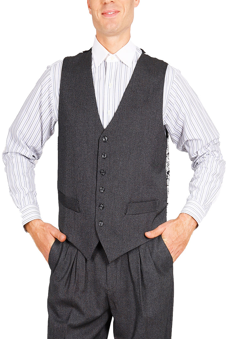Men's Dark Gray Tango Vest With Black&White Satin Back
