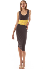 Load image into Gallery viewer, Tango Dress With Yellow Lace Waistband