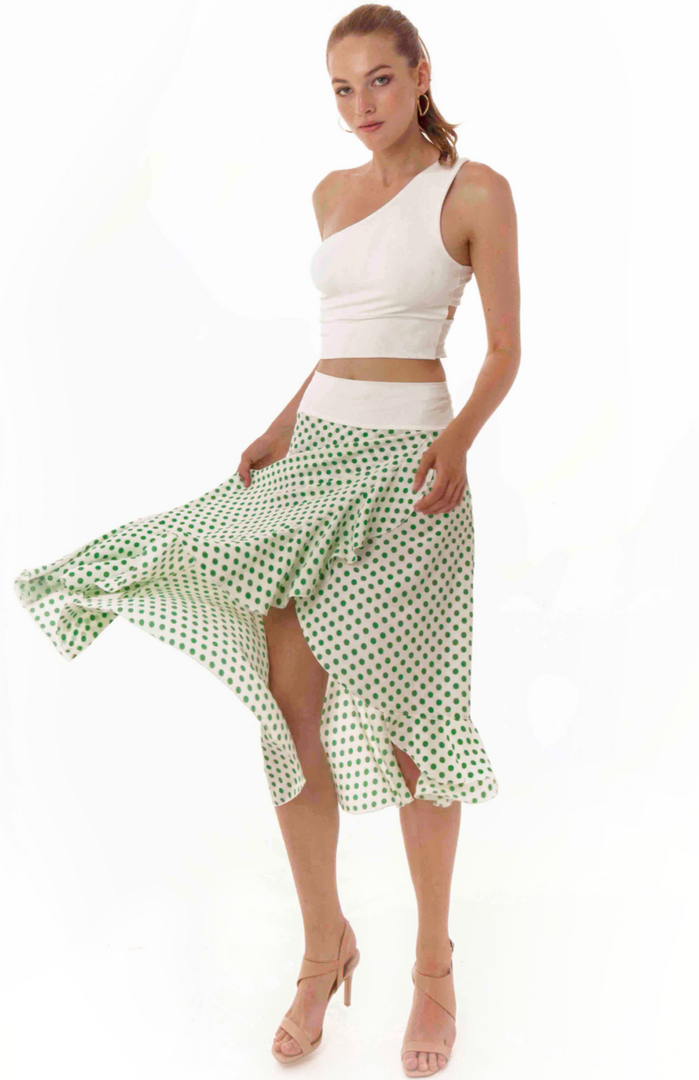 Ruffle Hem Polka Dot Skirt (XS,S,M,L)