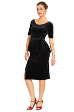 Load image into Gallery viewer, Black Velvet Top With Ruffled And Lace Details